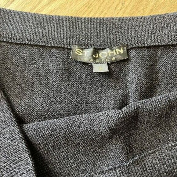 St John Basics Black Santana thick Knit Maxi Pencil Skirt Size 16 wool side slit - Picture 3 of 3